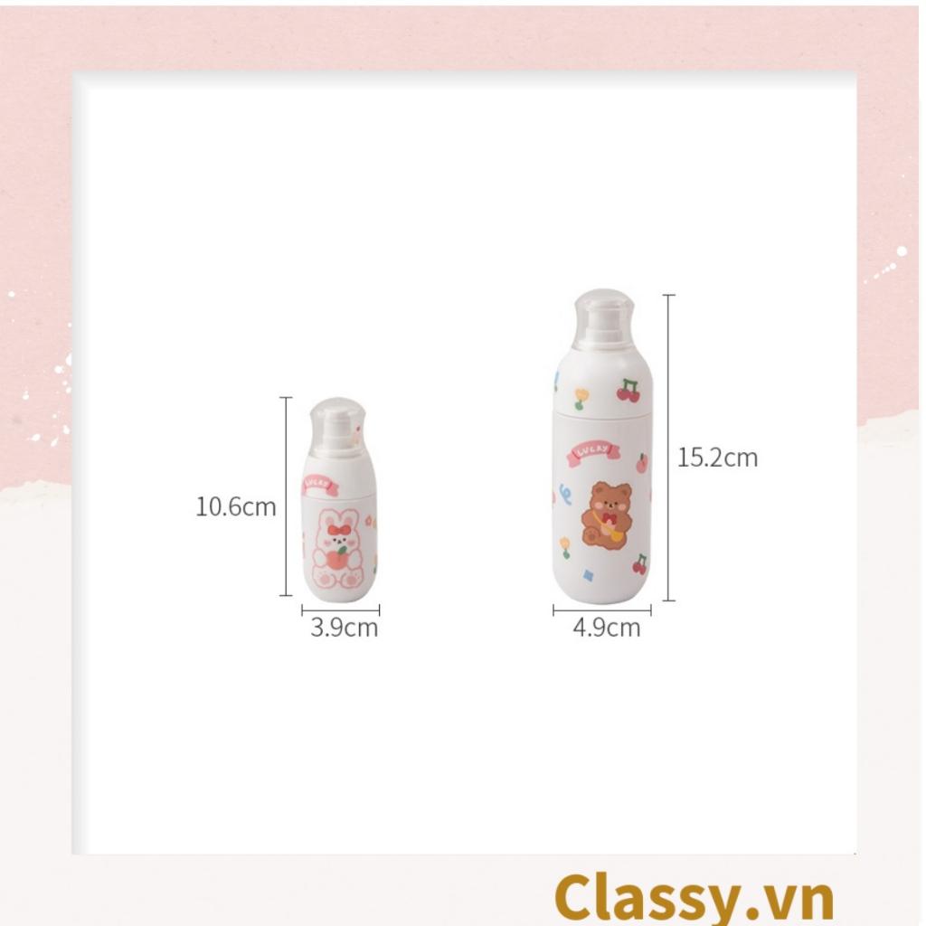 Chai chiết mỹ phẩm dạng xịt, dạng vòi Classy bấm bằng nhựa dung tích 100ml, 50ml PK1398