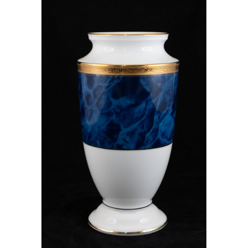 Bình hoa sứ cao cấp Noritake M165/T91875K, màu xanh da trời, mạ vàng, cao 23cm - Hàng chính hãng