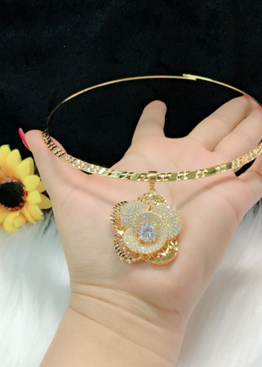 Kiềng cổ nữ mặt xoàn mạ vàng 18k mã EKP58