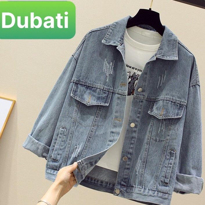 ÁO KHOÁC JEAN NAM NỮ CHẤT BÒ THÊU HOA CÚC CHỮ SAU LƯNG PHONG CÁCH CAO CẤP NHẬT BẢN- DUBATI FASHION