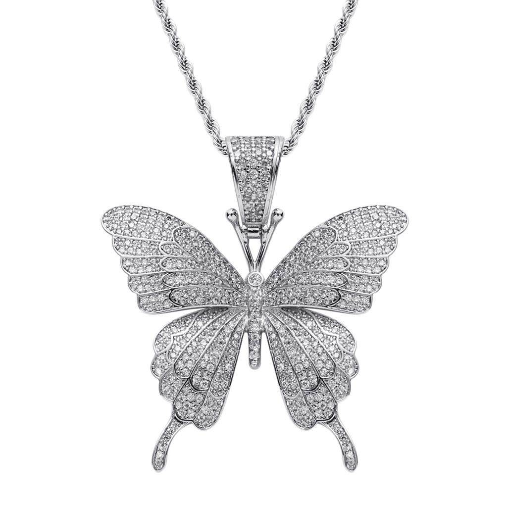 Butterfly Pendant  Necklace, Cubic Zirconia Christmas Pendant Jewelry  Choker Necklace, Women Party Jewelry