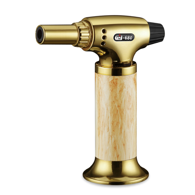 Vỏ Hột Quẹt Bật Lửa Khò Để Bàn 1 Tia GY680 Thân Ốp Ngọc Vân Loang Đẹp Độc Lạ - Dùng Gas Cao Cấp