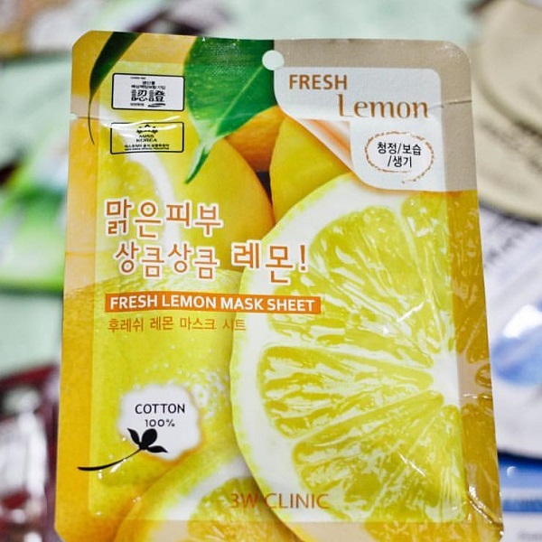 Combo 5 Mặt nạ dưỡng da chiết xuất từ chanh 3W Clinic Fresh Lemon Mask Sheet 23ml x 5