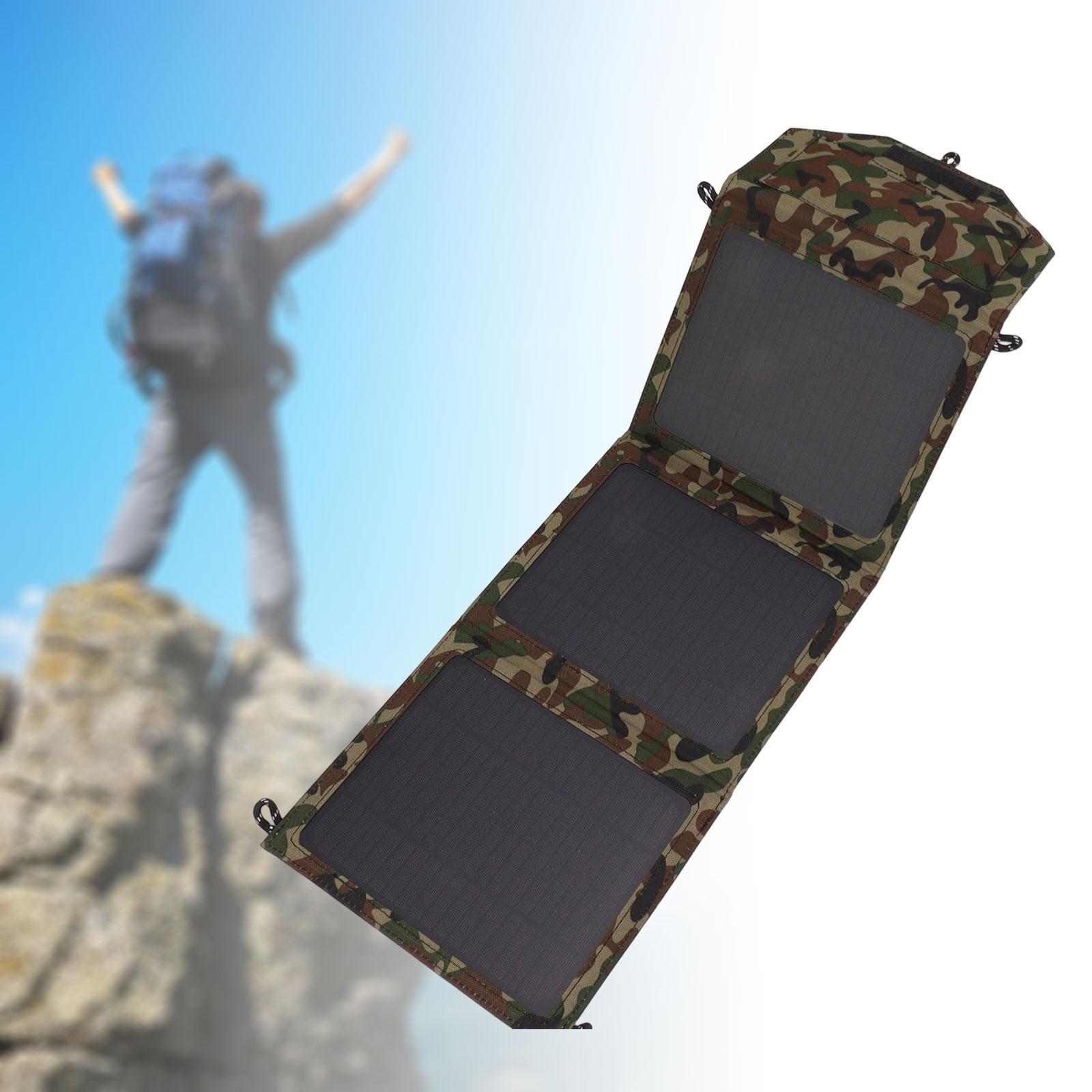 Portable Solar Panel Dual USB 30W 18V 5V for Travel Charging Smartphone Fan