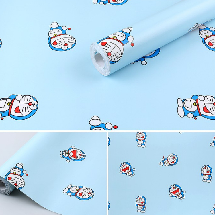 Cuộn 5m Decal Giấy Dán Tường DOREMON XANH TÍ HON
