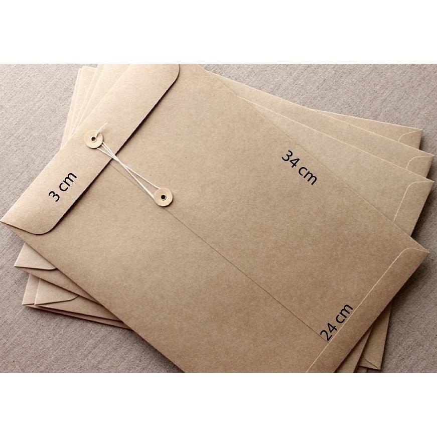 Bao Bìa Thư A4 Giấy Kraft Xi Măng - Bao Thư Xi Măng Quấn Dây, Cột Dây
