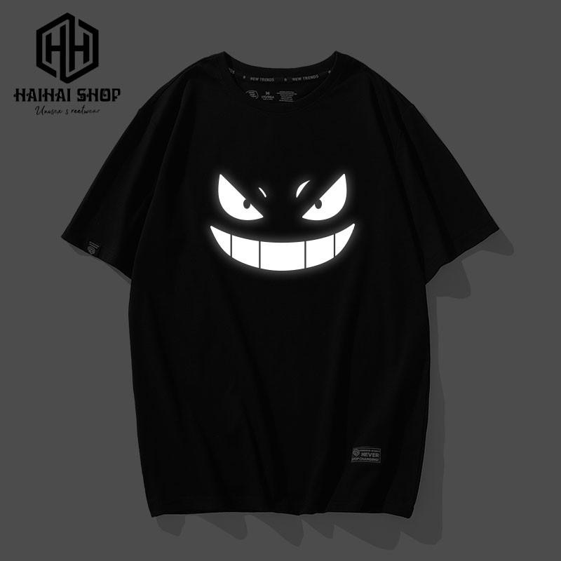 Áo Thun Phản Quang Gengar Cotton 75%, Form rộng Unisex, nam nữ Đẹp Ken T-Shirt. KIS OFFICIAL