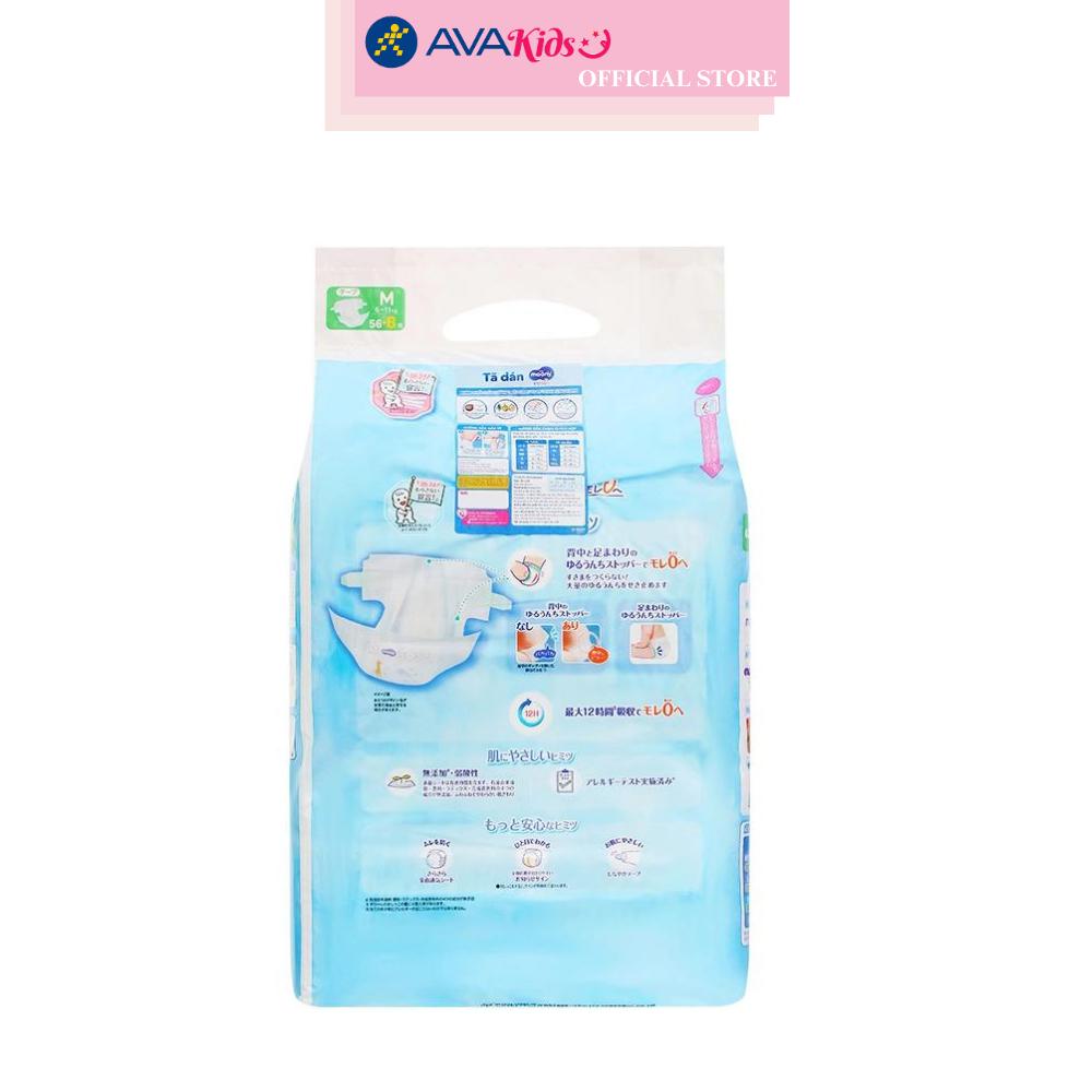 Tã dán Moony size M 56 + 8 miếng (6 - 11 kg)