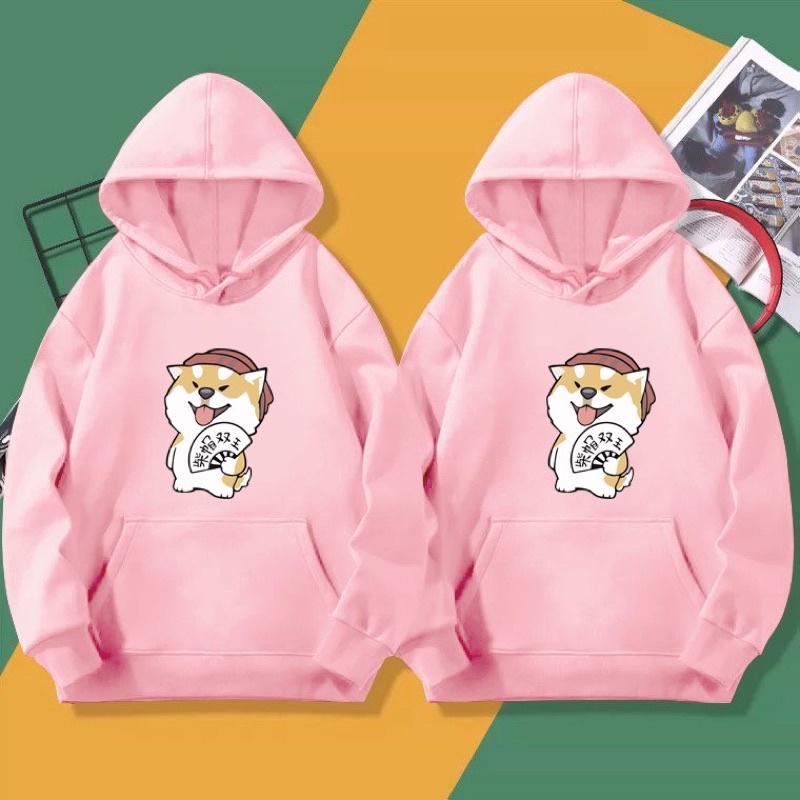 Áo hoodie unisex in cún cầm quạt
