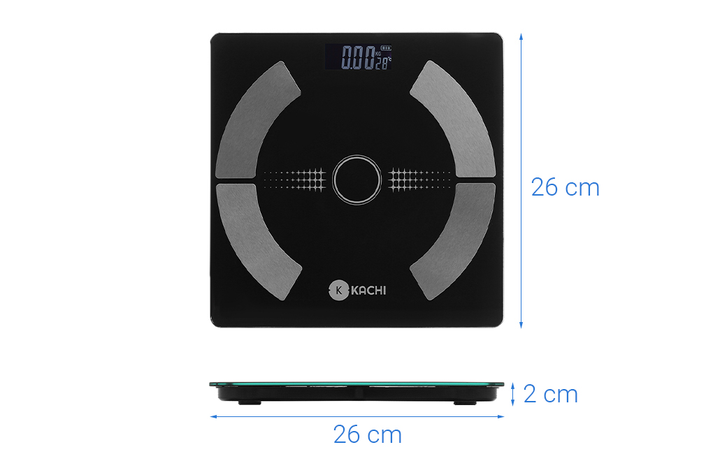 Cân điện tử bluetooth phân tích chỉ số cơ thể Kachi MK223 - Màu đen - Hàng chính hãng