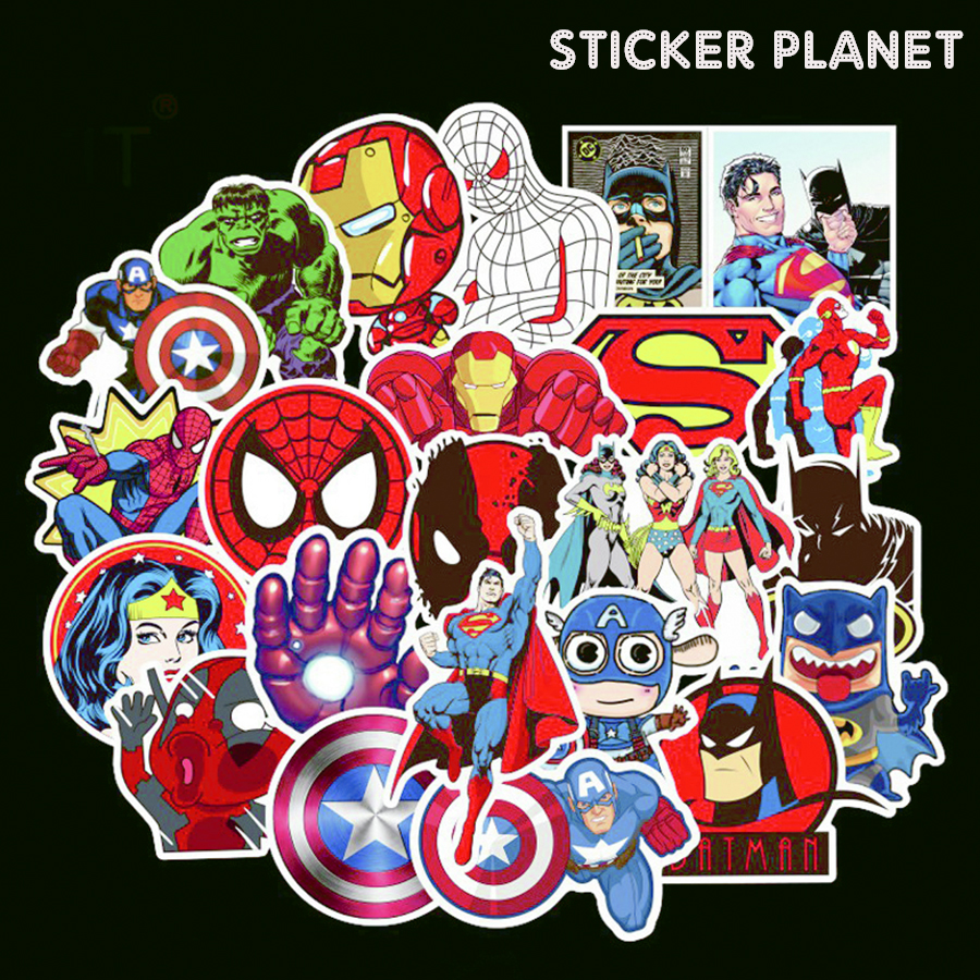 Bộ sticker Vũ trụ điện ảnh Marvel chống thấm nước trang trí mũ bảo hiểm, đàn, guitar, ukulele, điện thoại laptop, dán sticker macbook sticker cute