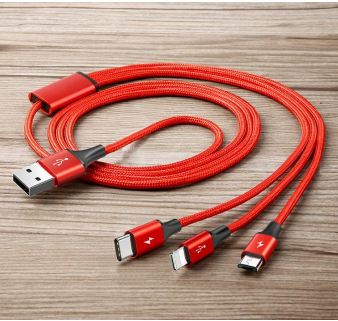 DÂY CÁP SẠC ĐIỆN THOẠI USB 3 ĐẦU SẠC ĐA NĂNG LOẠI TỐT CHUẨN