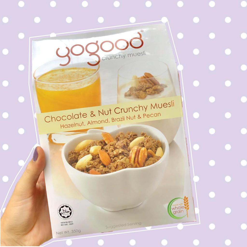 Ngũ Cốc Nguyên Hạt Sấy Giòn Socola và Hạt Yogood - Chocolate & Nut Crunchy Muesli hộp 350g