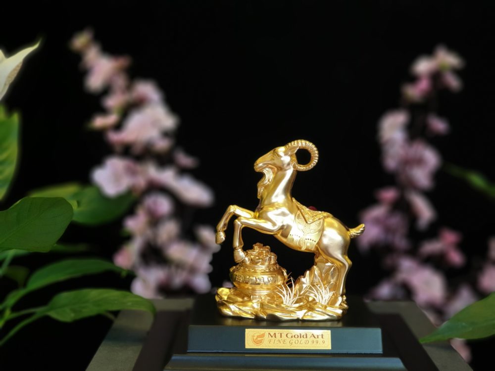 Tượng dê phong thủy MT Gold Art- Hàng chính hãng, trang trí nhà cửa, phòng làm việc, quà tặng sếp, đối tác, khách hàng, tân gia, khai trương, mừng thọ