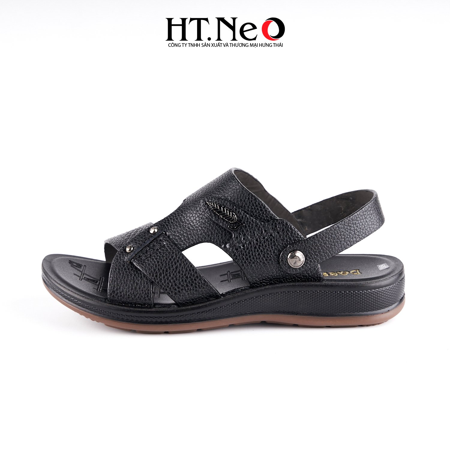 Sandal nam HT.NEO 100% da bò mềm mại, đế cao su nguyên khối, khâu may chân quai siêu chắc chắn SD155