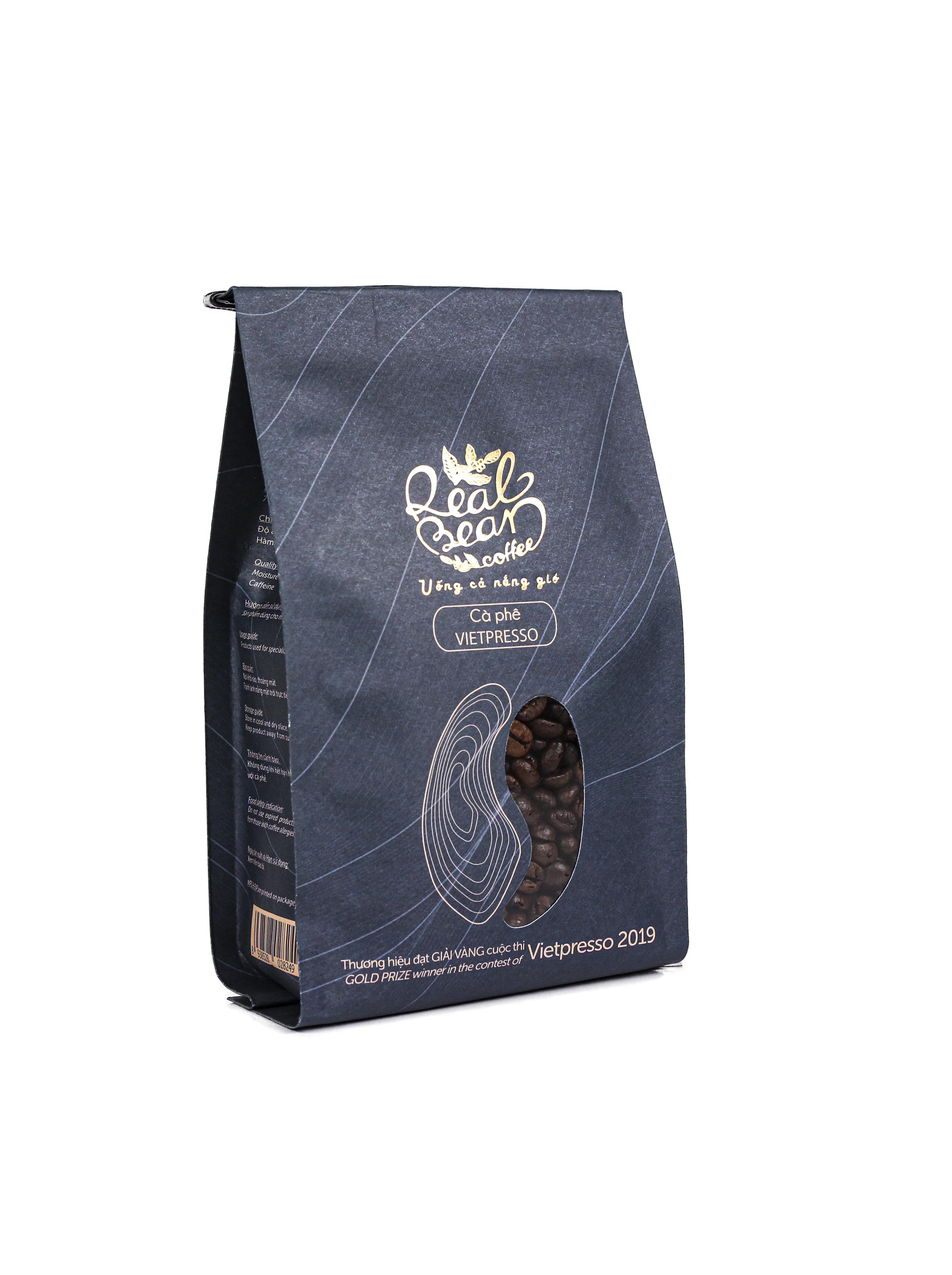 Cà phê hạt Vietpresso nguyên chất Real Bean Coffee 500g (không hộp)