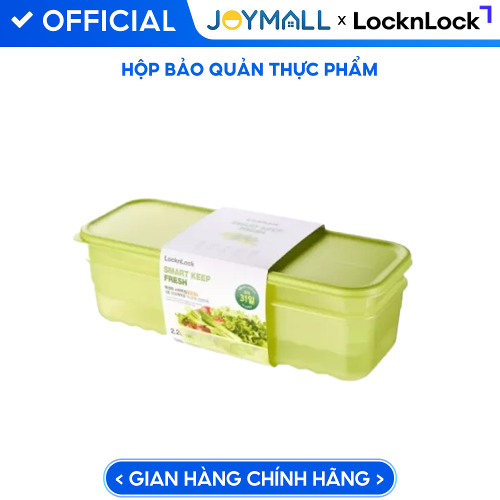 Bộ 2 hộp nhựa bảo quản thực phẩm LocknLock Smart Keep Fresh Food Container 2.2L HLE5700NS2, Hàng chính hãng, giữ tươi mát đến 31 ngày - JoyMall