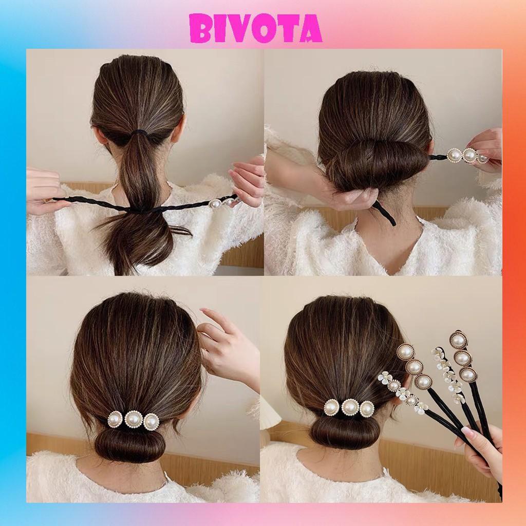 Kẹp tóc Bivota dụng cụ kẹp búi tóc quấn tóc dẻo phong cách hàn quốc cực đẹp S35
