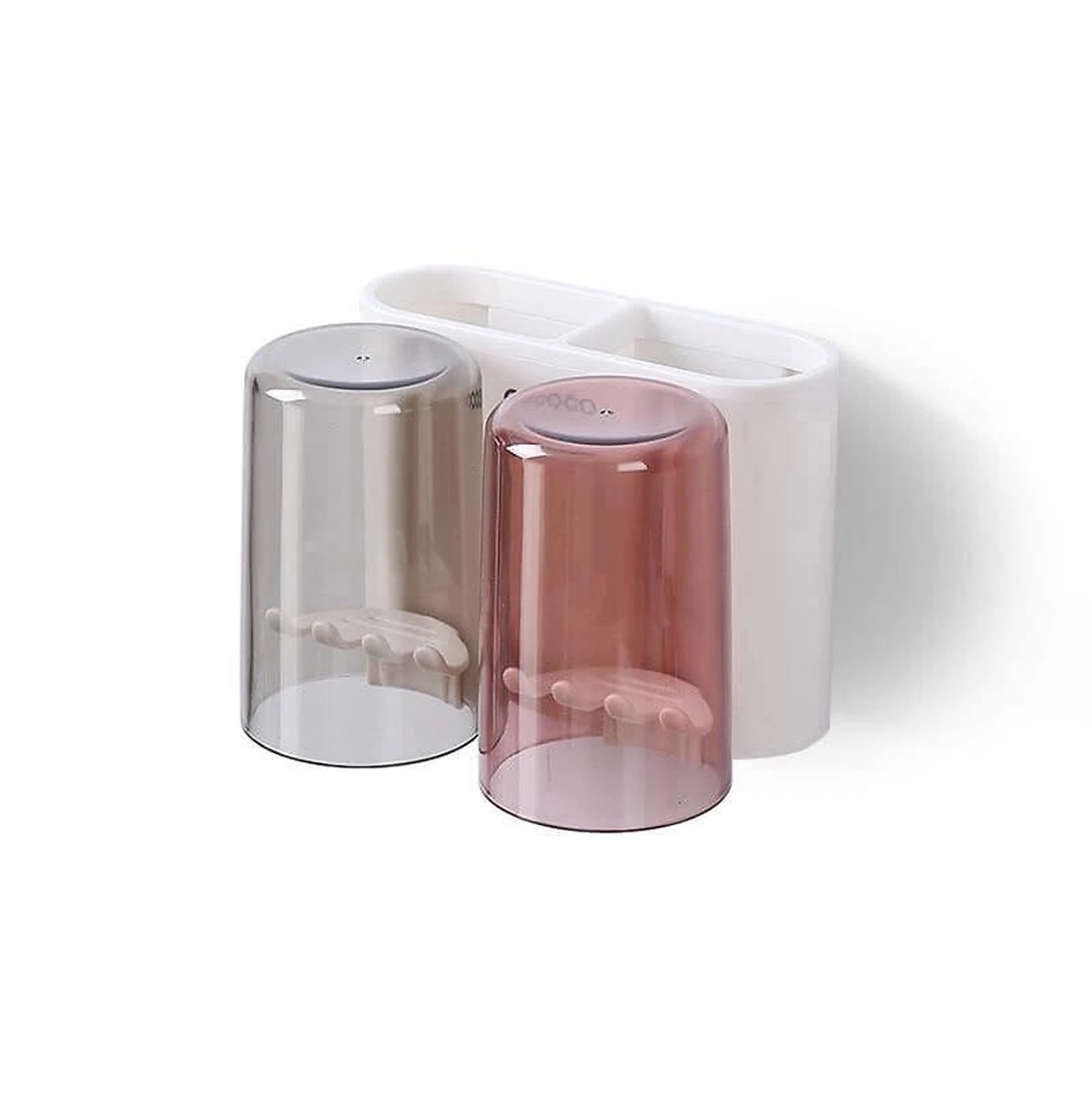 Bộ dụng cụ nhả kem đánh răng 02 cốc - PHT SUS-COCO-E1924- Chất liệu ABS cao cấp