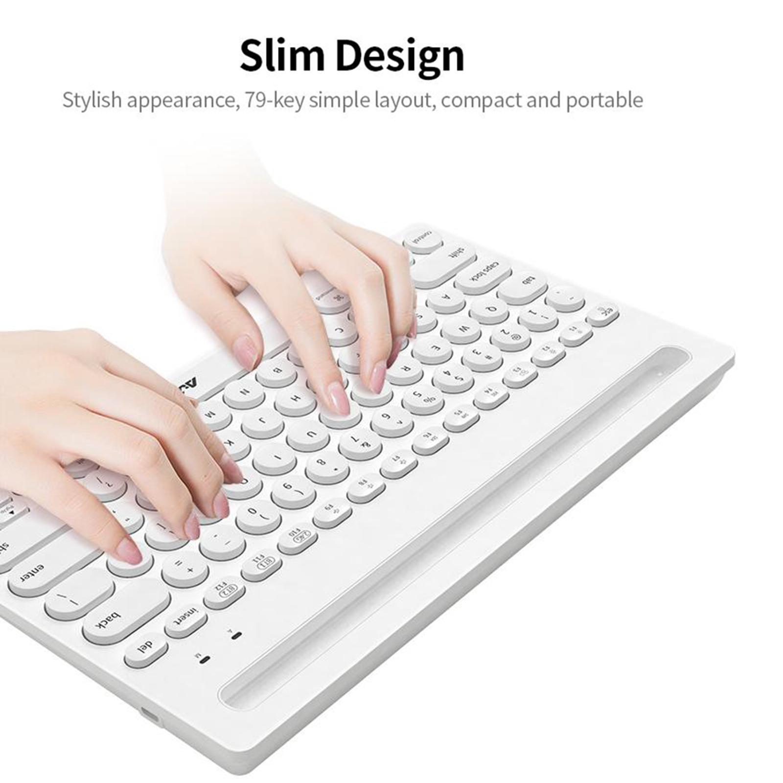 Gaming 2.4G Wireless BT Dual-mode Keyboard 79 Keys Retro Round Key Plug&play