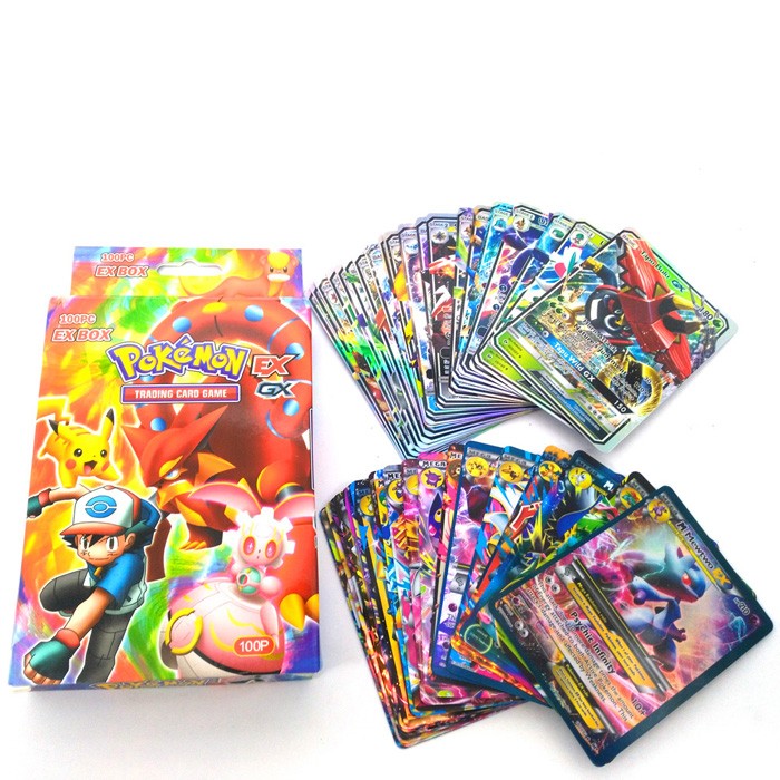 Bộ Thẻ Bài Pokemon 100 Pc EX GX Box Trading Card Game TCG Sưu Tập Đối Kháng Đẹp Đọc Đáo