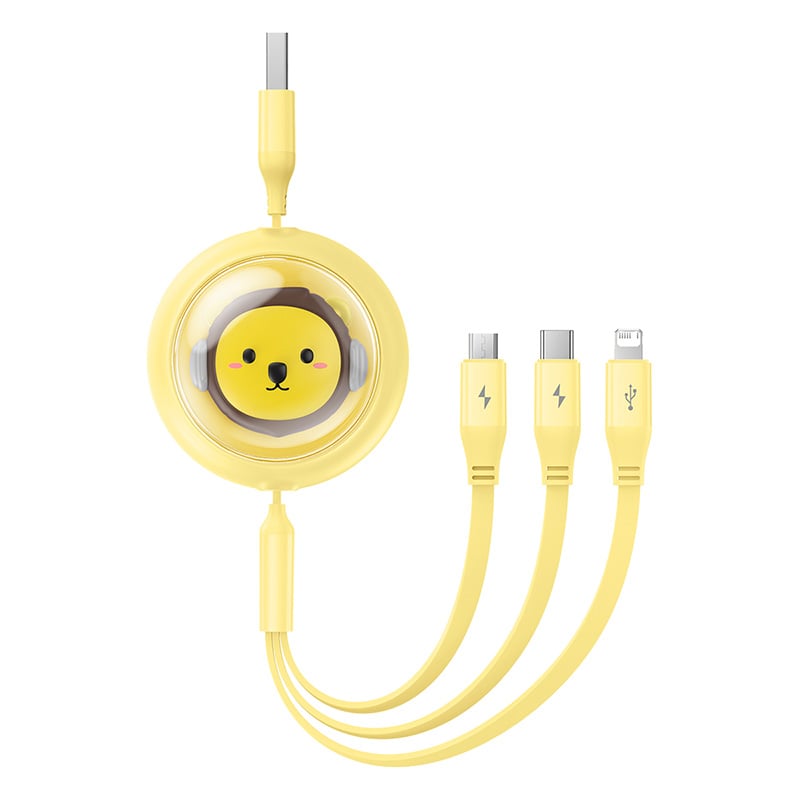 Cáp Sạc Nhanh Đa Năng Baseus Leo Retractable Charging Cable 3-in-1 USB to M+L+C 3.5A 1.1m - Hàng chính hãng