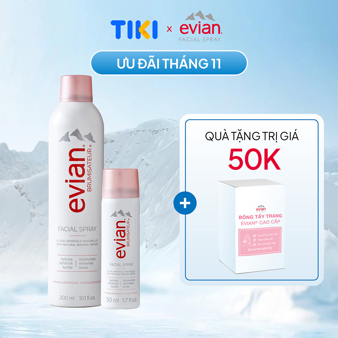 Combo 2 Xịt Khoáng Cấp Ẩm Và Làm Dịu Da Evian 300Ml 50