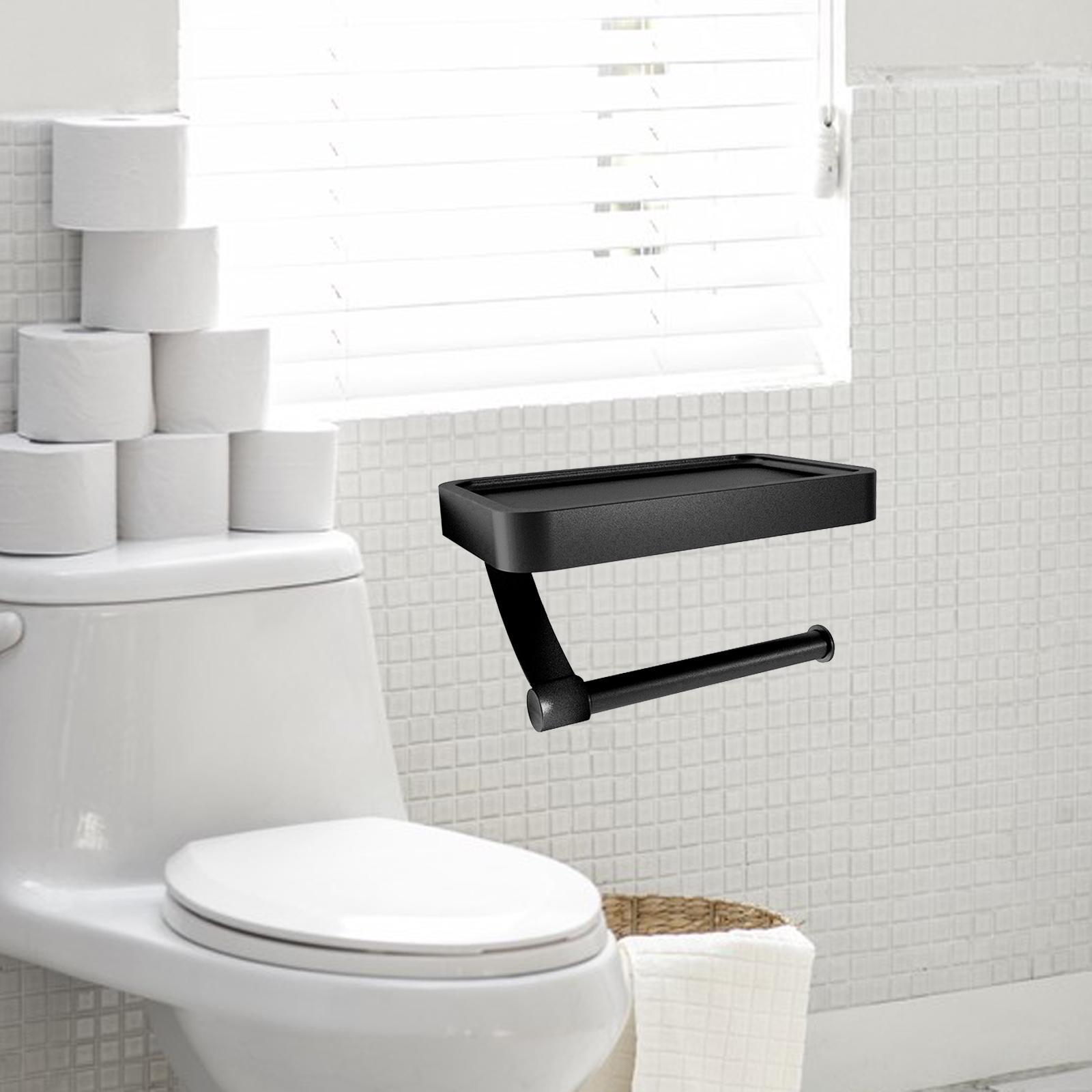 Paper Roll Holder Aluminum Shelf Multifunctional Toilet Roll Holder for Wall