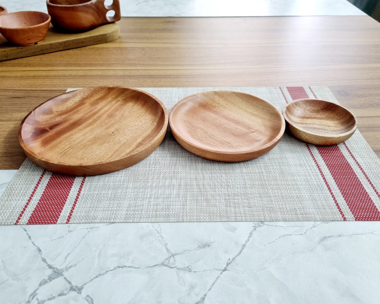Đĩa Tròn Bằng Gỗ Xà Cừ Tự Nhiên - VAGOO - 3 Kích Cỡ Làm Thủ Công Chống Thấm, Chống Ẩm Mốc, An Toàn Cho Sức Khoẻ