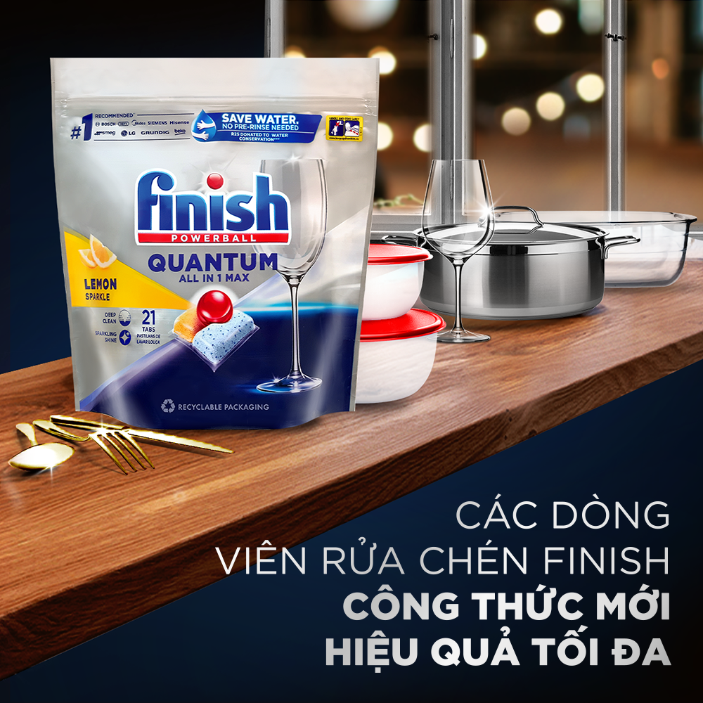 Viên rửa chén bát Finish Quantum túi 21 viên