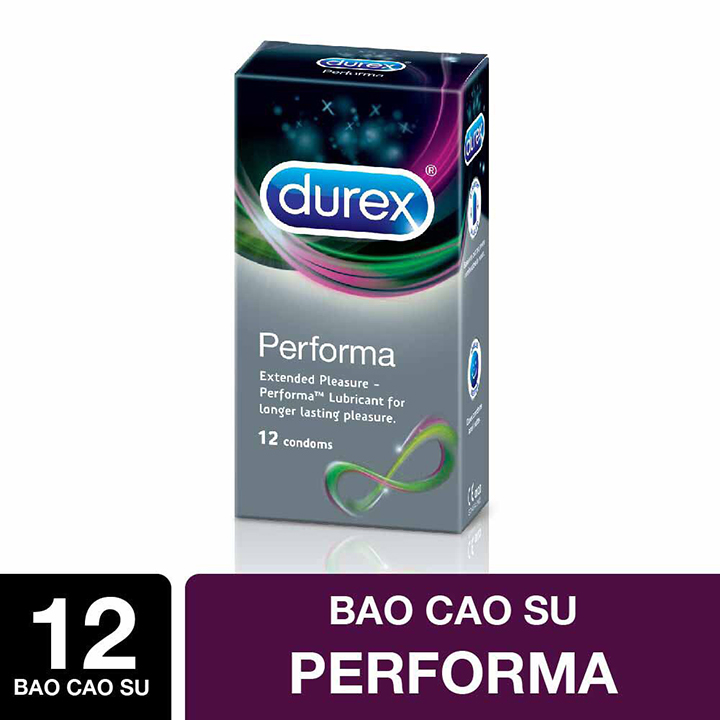 Bao cao su Durex Performa và Powermen hỗ trợ trị xuất tinh sớm Hộp 12 chiếc, Ôm sát, Gân Gai Tăng khoái cảm cho Nàng, Kéo dài thời gian cho Chàng gấp 4 lần - Hàng chính hãng 100%