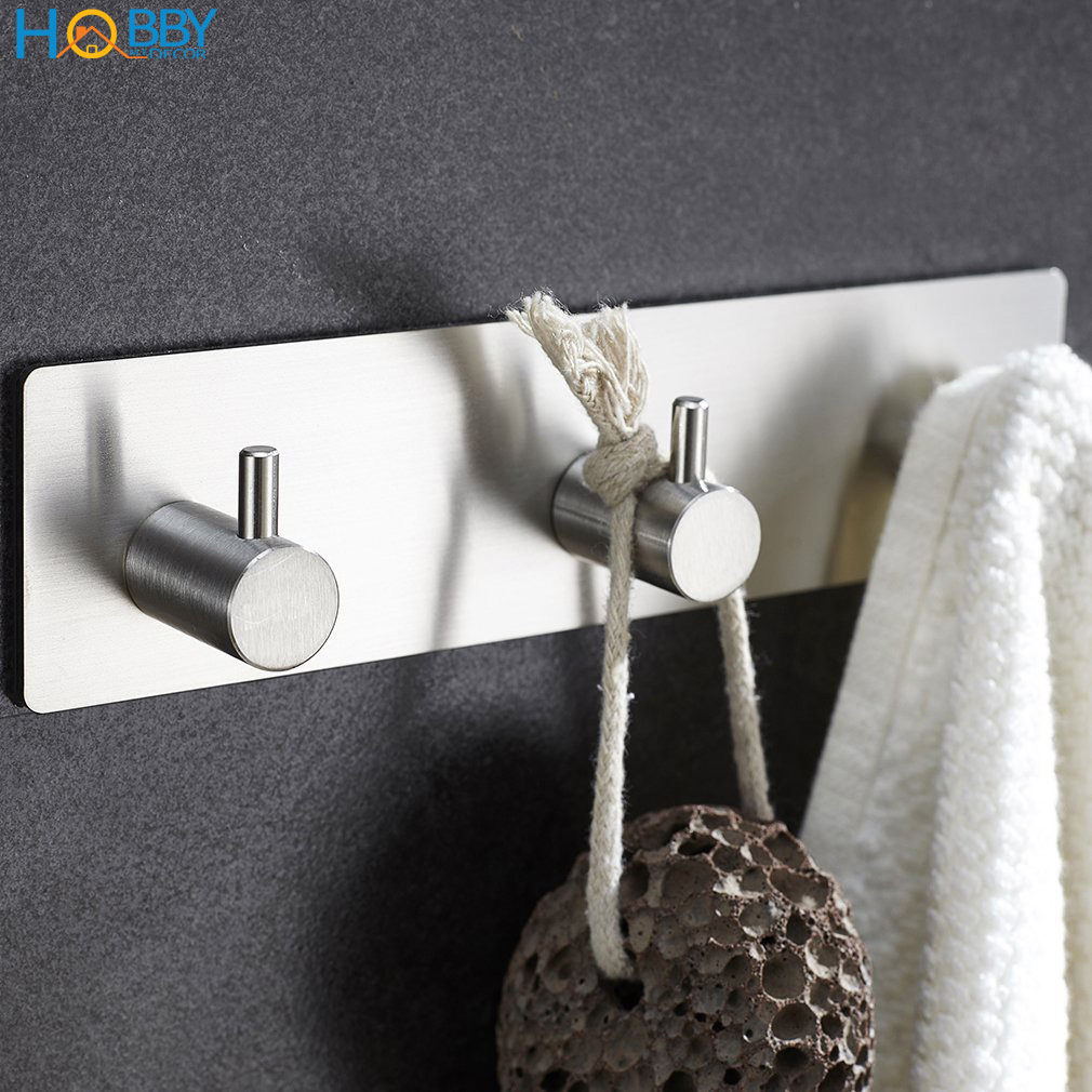 Móc treo quần áo dán tường 3 chấu Inox 304 Hobby Home Decor 3TV160 không rỉ sét kèm keo dán gạch men kính