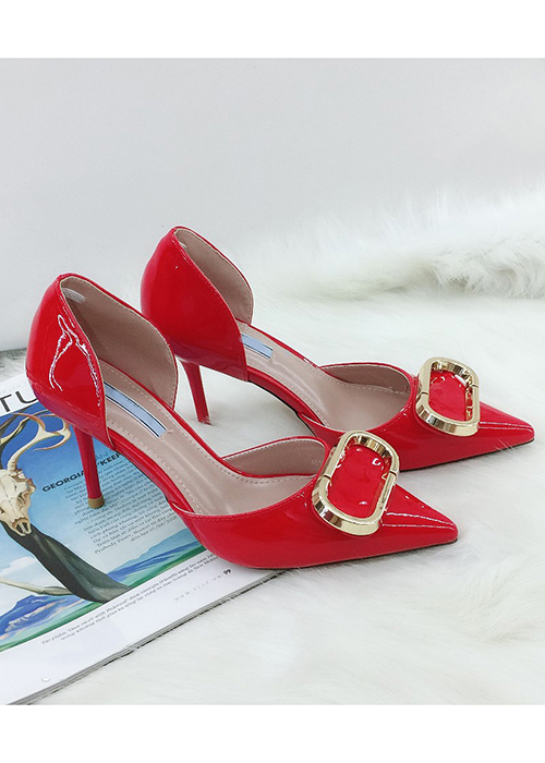 Giày cao gót bít mũi cao 7cm, hậu búp bê MT106