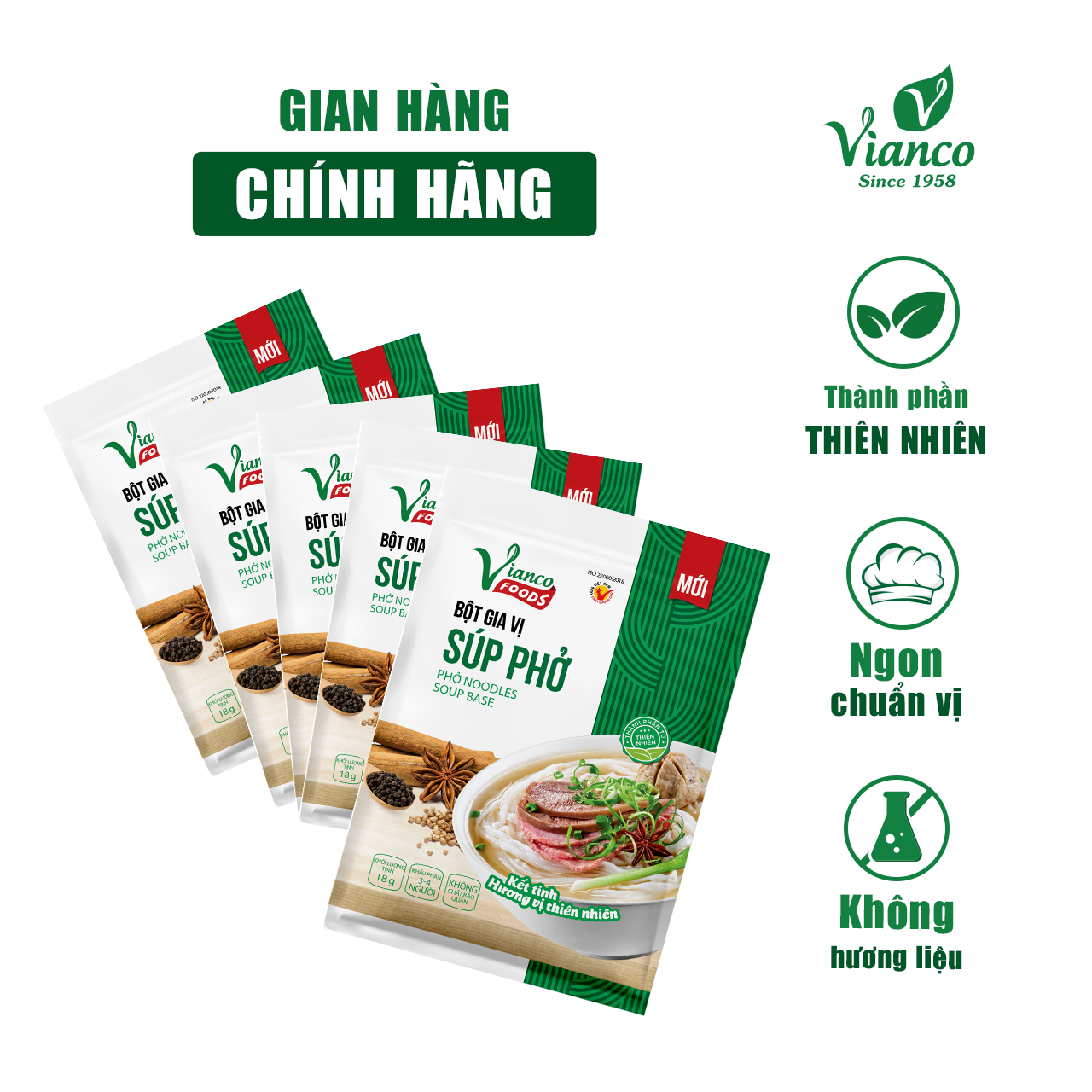 Combo 5 gói Bột Gia Vị Súp Phở Việt Ấn 18gr (18gr/gói)