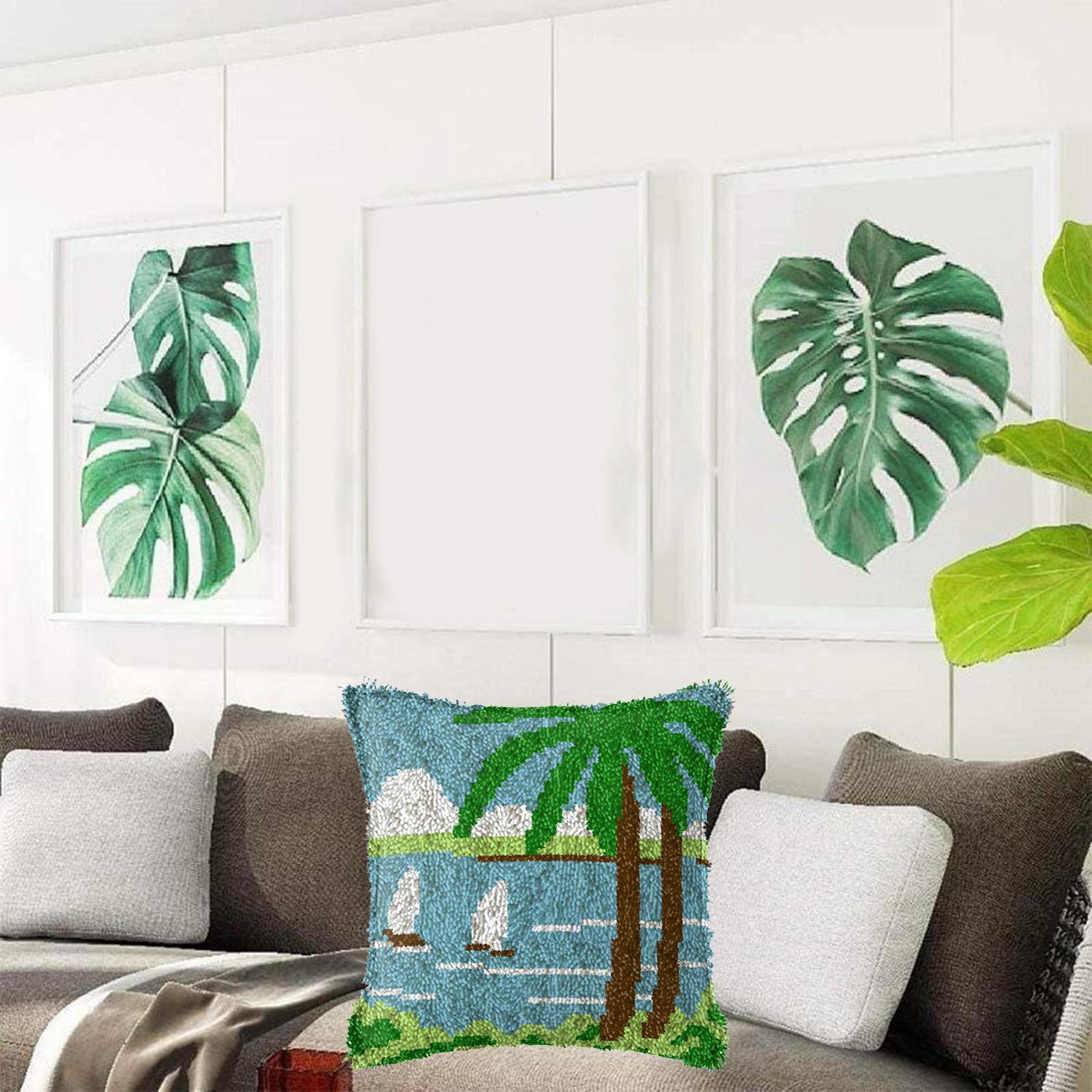 Latch Hook Embroidery Kits Cushion Needlework Blank Pillowcase Mesh Style 1