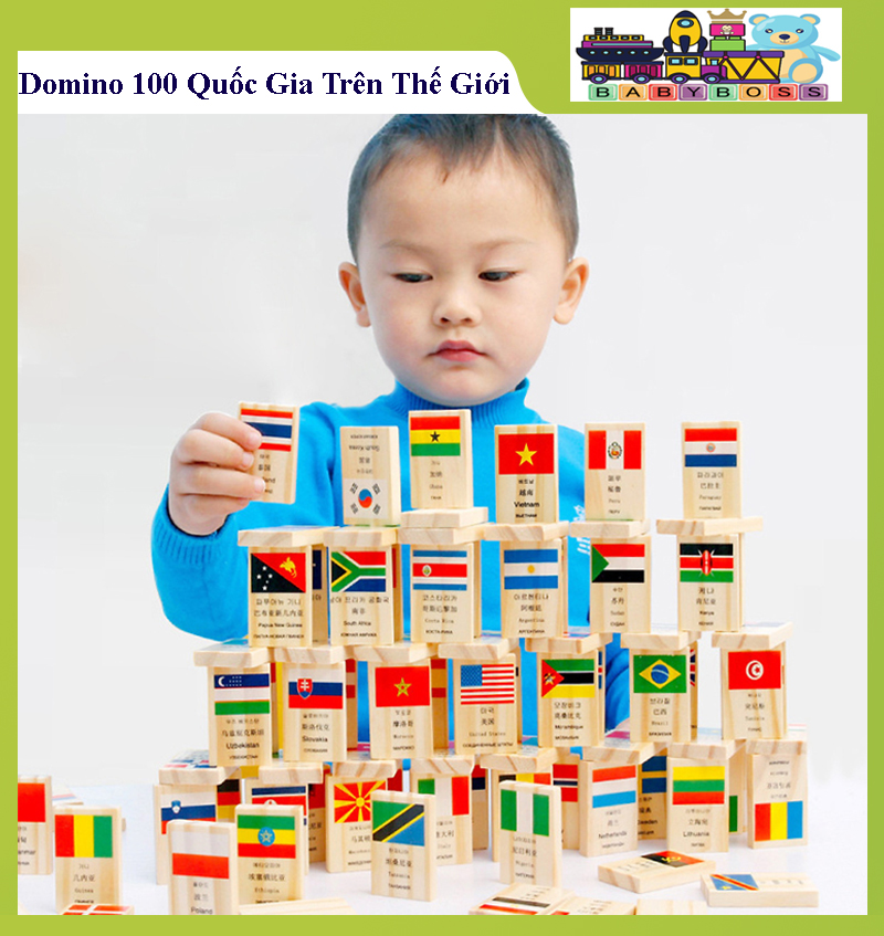 Đồ Chơi Gỗ Bộ Domino 100 Quốc Gia Trên Thế Giới