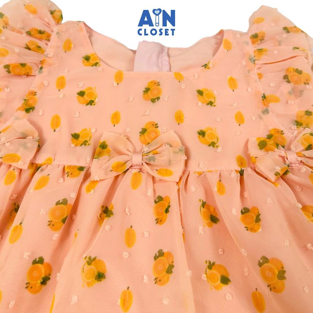 Đầm bé gái họa tiết Quả Cam Voan hạt - AICDBGMSKP89 - AIN Closet