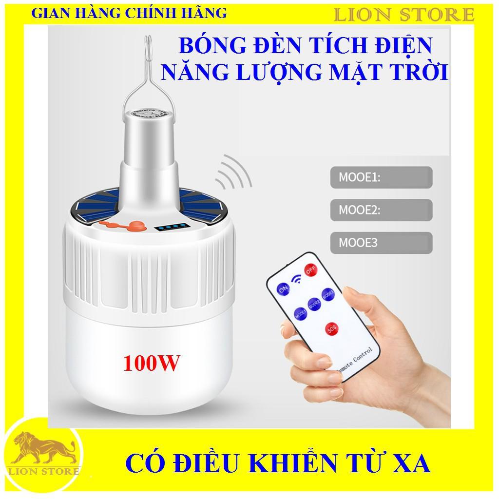 Đèn Tích Điện Năng Lượng Mặt 100w Trời Có Remote