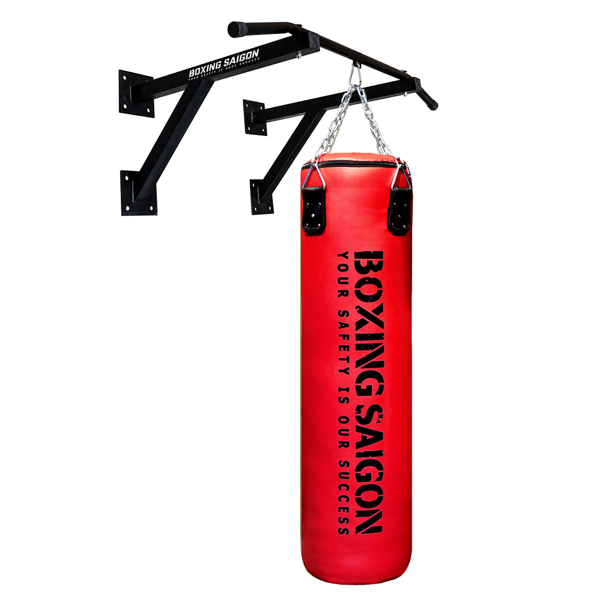 Combo Bao Cát Treo Boxing Punching Bag 1M2 &amp; Khung Treo Đôi ( Dây Xích ) - Đỏ