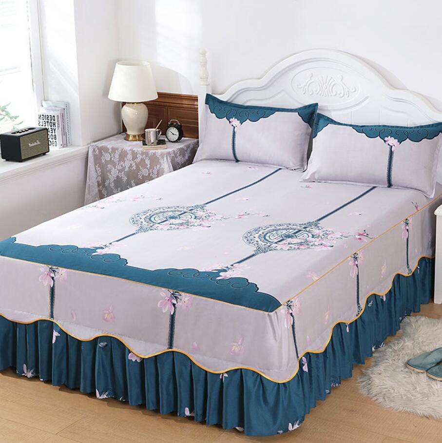3 Bộ Chăn Gối Nhà Dệt Trang Bị Tấm Với Váy Bọc Nệm In Hình Drap Giường 2 Chiếc Gối Mềm Mại drap Giường