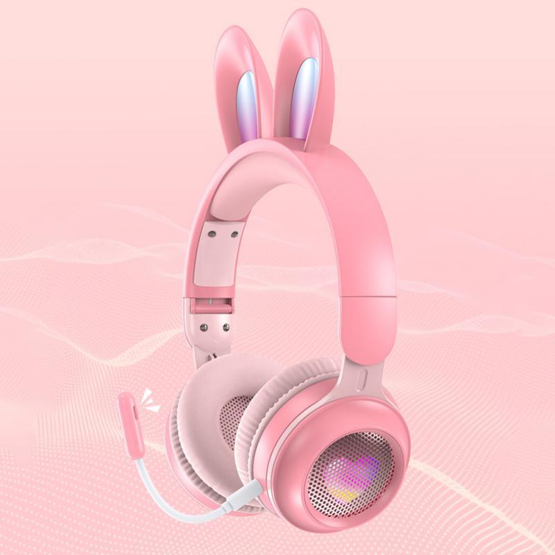 2021 Mới Thỏ Tai Bluetooth Không Dây-Tai Nghe Tương Thích Nữ Có Thể Gập Lại Thẻ Dạ Quang Hoạt Hình Điện Thoại Di Động Máy Tính Tai Nghe