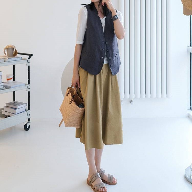 Áo Blazer Nữ Chất Linen - Vest Không Tay Dáng Rộng Chất Linen Cao Cấp Hàng May Đũi Việt