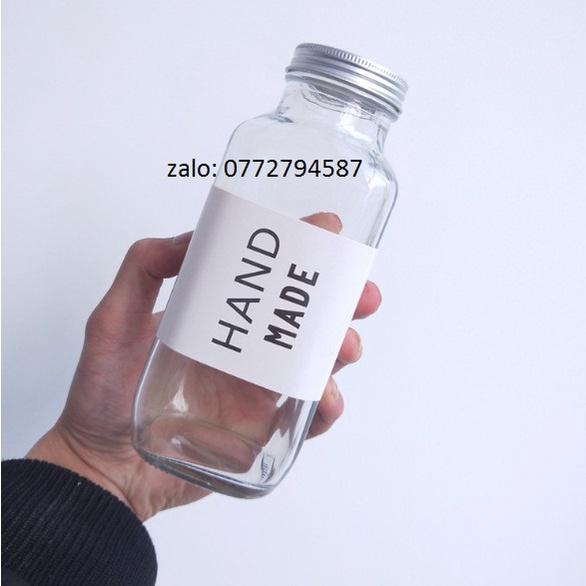 Chai thủy tinh Vuông bát giác - nắp nhôm 500ml