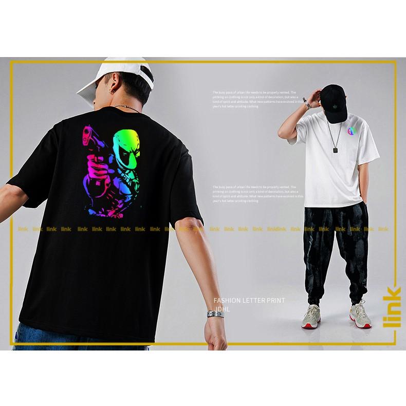 Áo thun phản quang đa sắc hình DEADPOOL siêu ngầu unisex tay lỡ