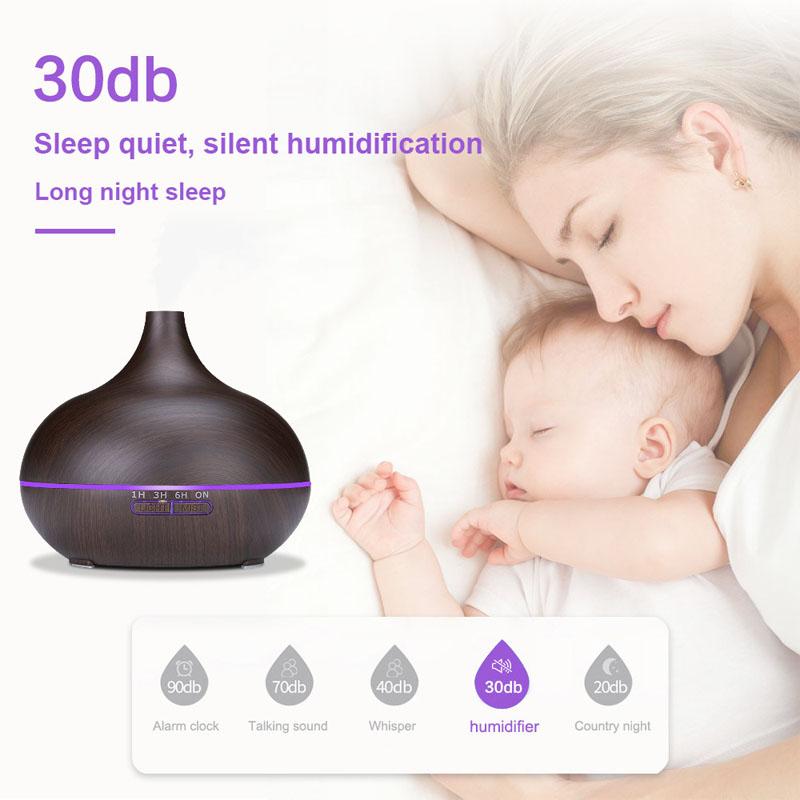 550Ml Máy Tạo Độ Ẩm Không Khí Tinh Máy Khuếch Tán Tinh Dầu Siêu Âm Phun Sương Tạo Humificador Điều Khiển Từ Xa Hạt LED Đèn Ngủ