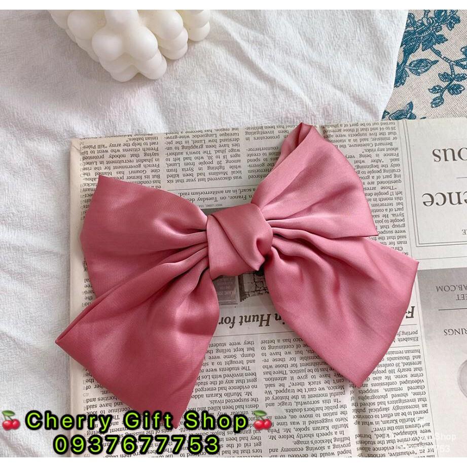 Kẹp Tóc Gắn Nơ Thắt Ruy Băng Vải Chiffon và Satin Mềm Mại Cỡ Lớn Kiểu Dáng Cổ Điển Cho Nữ