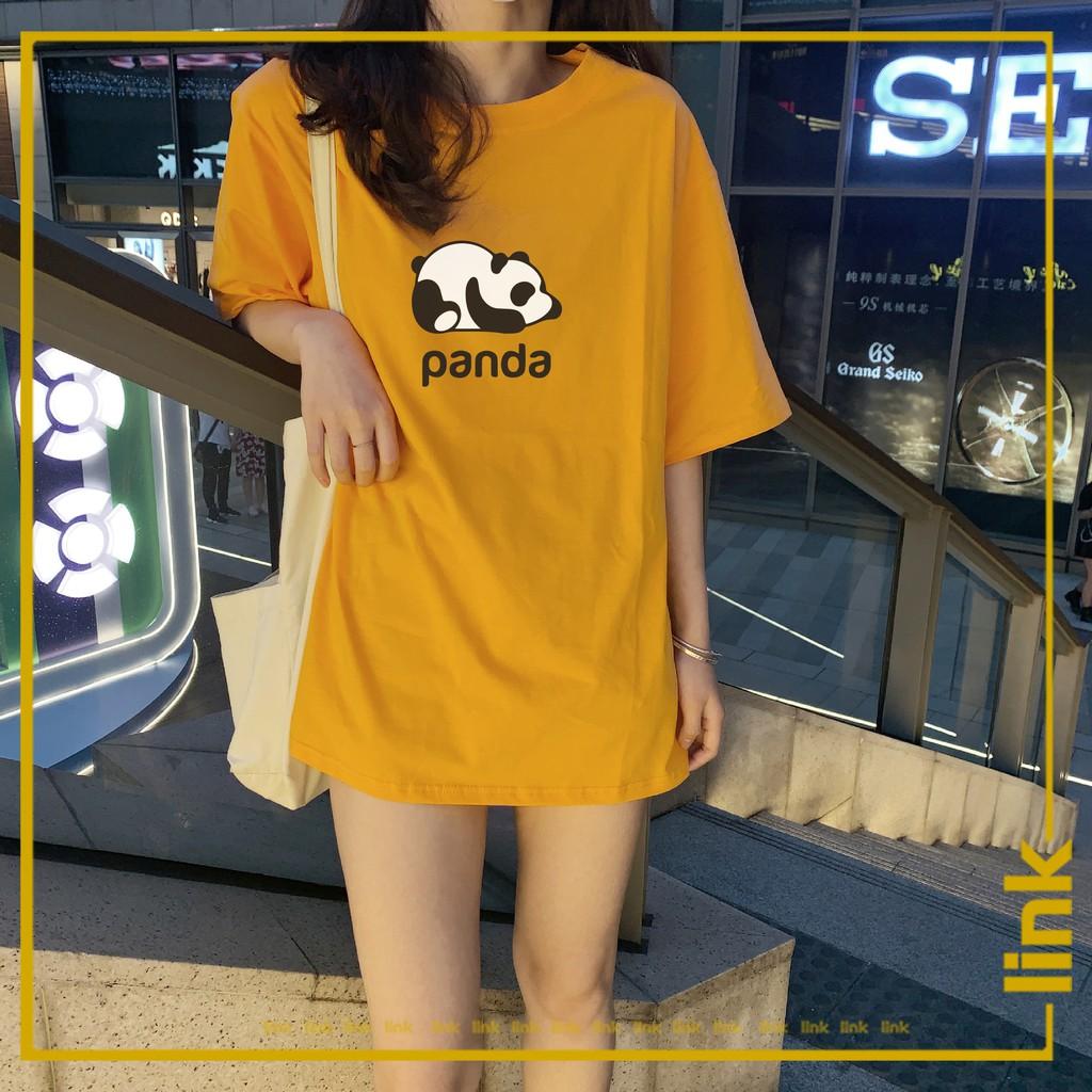 Áo tay lỡ GẤU PANDA cute unisex dáng rộng ( Đen, Trắng, Vàng )