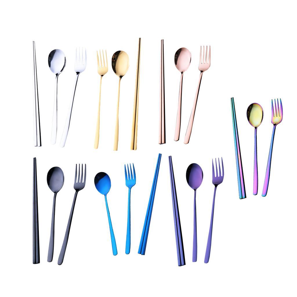 Stainless Steel Flatware Chopsticks Fork Spoon Set, Travel Cutlery Set