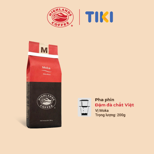 [ Mua 3 tặng 1] Cà phê Rang xay Moka Highlands Coffee 200g