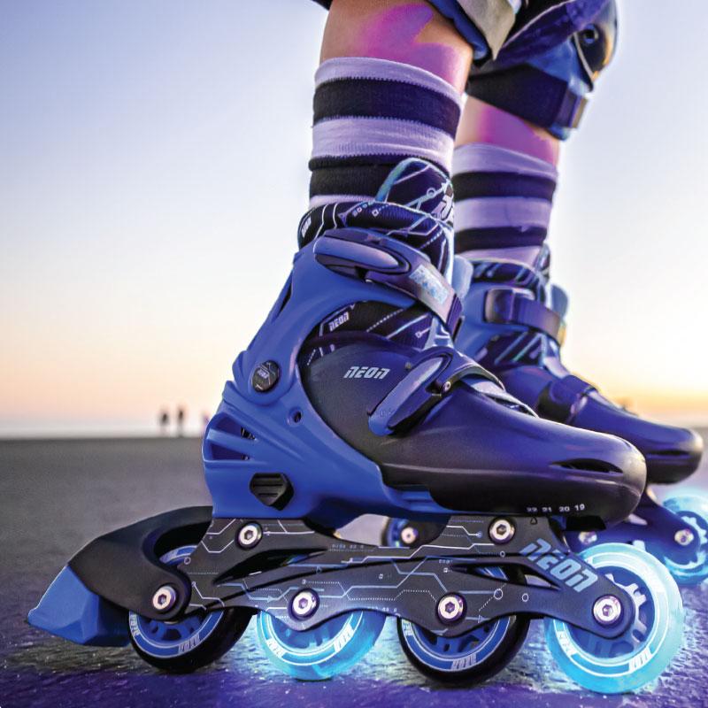 Patin Neon Inline Yvolution Xanh Dương Nt07B4-Size 4-7 Tuổi NT07B4